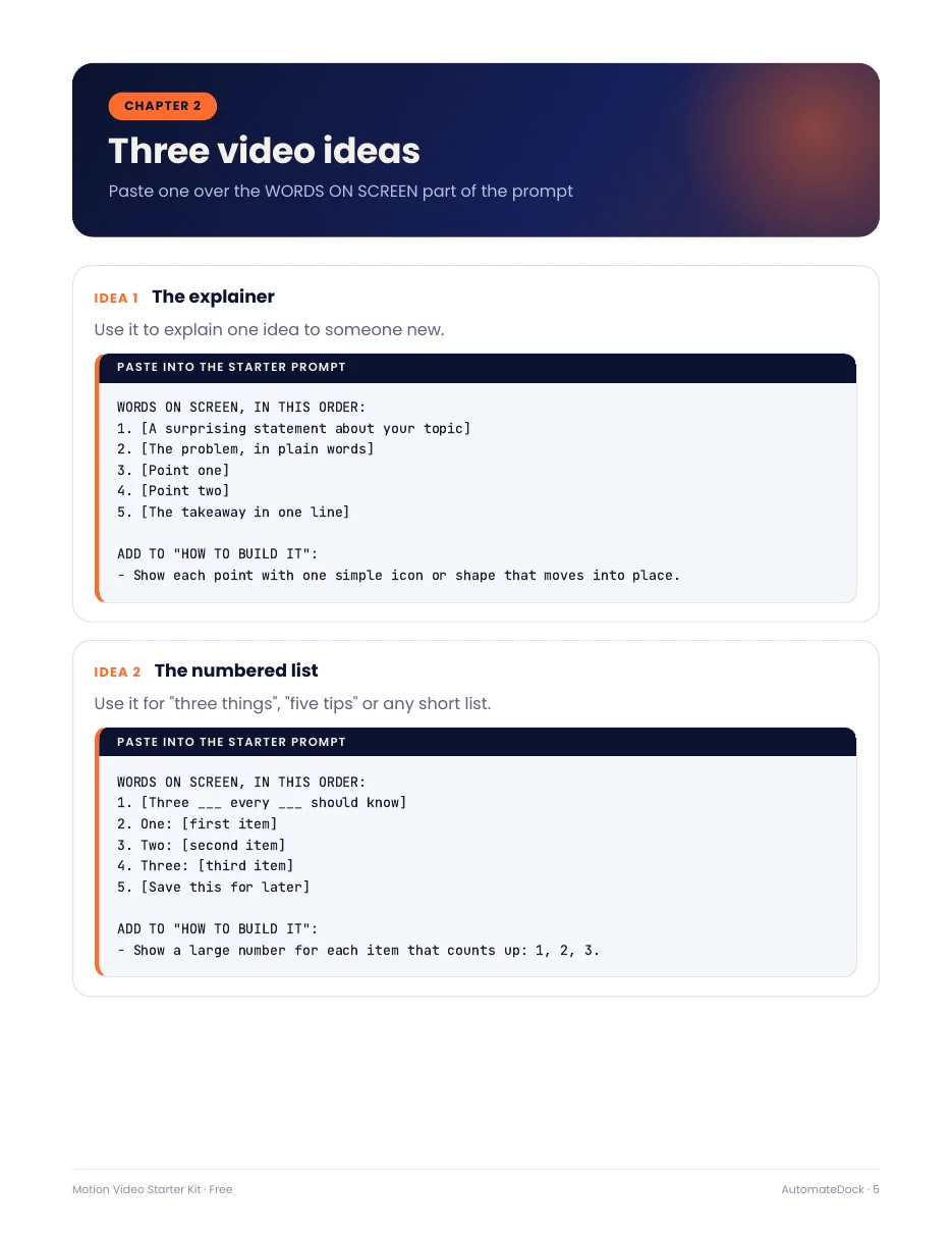 Two of the three video ideas